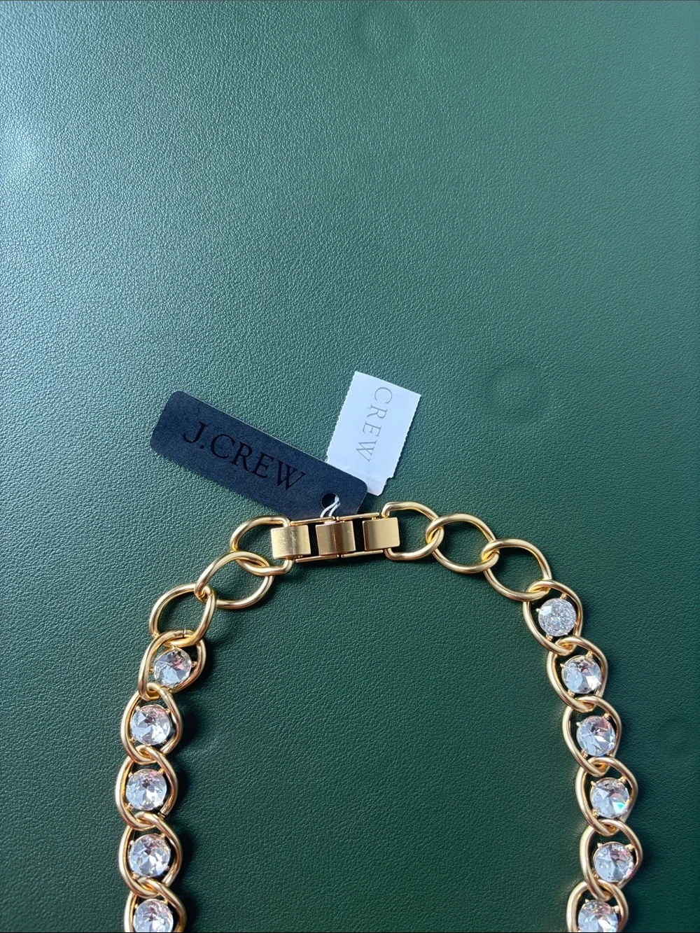 J. Crew Gold Link Necklace with Sparkle Crystals